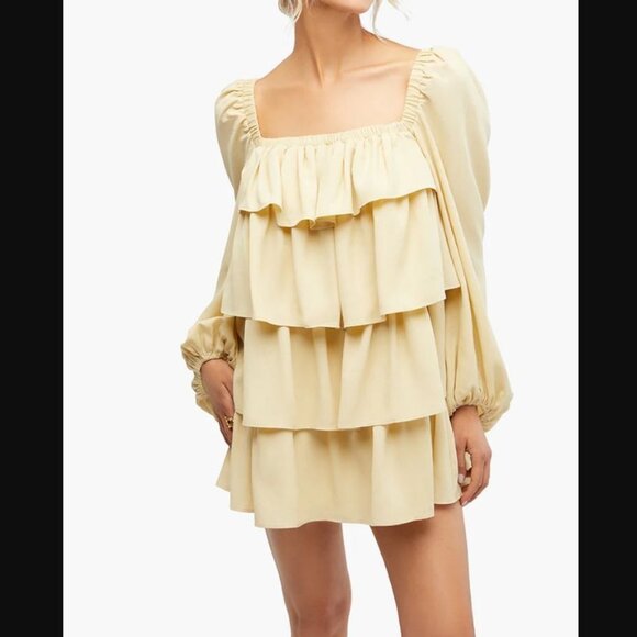 We Wore What Tiered Mini Dress Ivory XS‎ - Picture 1 of 6